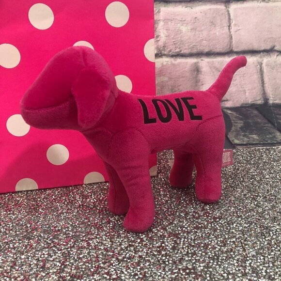 PINK Victoria's Secret Pink Velour Plush Dog - Picture 1 of 4